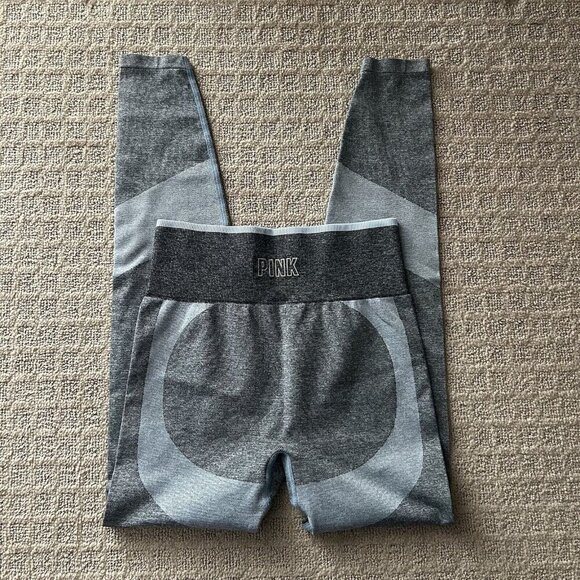 Victoria’s Secret PINK Seamless Leggings Womens Small S Gray Running Workout - Picture 3 of 6